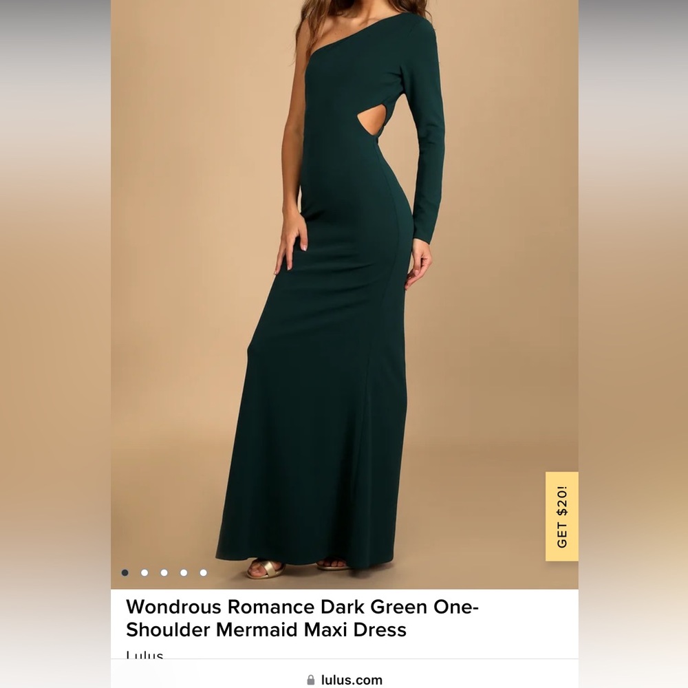 NWT Lulus dark green one shoulder dress!!